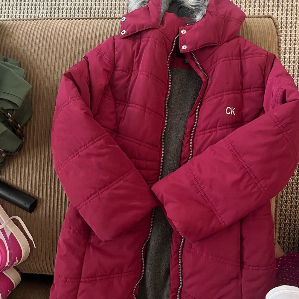 Calvin Klein Jeans Kids Burgundy Puffer Coat